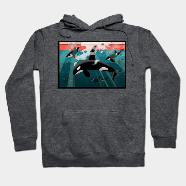 Orca pod Hoodie by Tiny Bird Studio